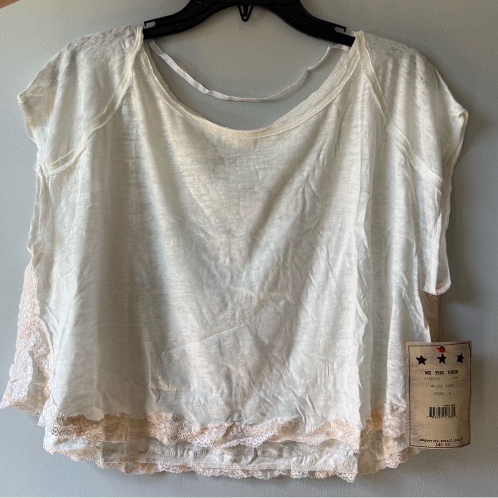 We The Free Cream Cap Sleeve Crop Top